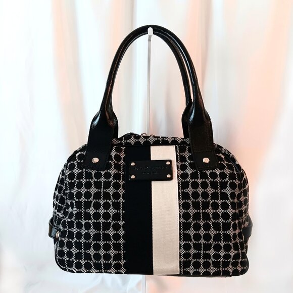 KATE SPADE NY Black & White Leather & Canvas Shoulder Bag 🖤LIKE NEW🖤Gorgeous!! - Picture 1 of 10